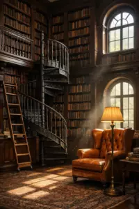 The Infinite Archive Photorealistic Luxury Home Library AI Prompt